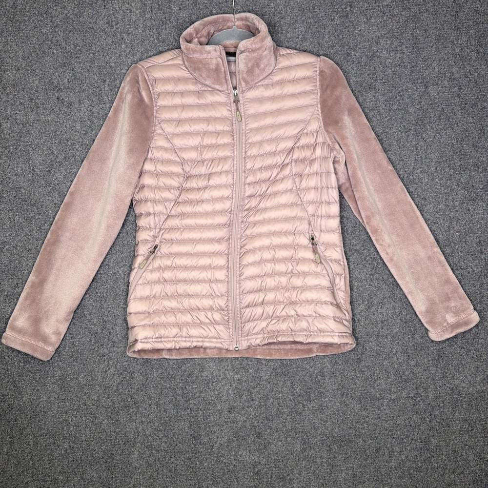 32 Degrees Heat Down Puffer Jacket Womens Small Blush Pink Mauve Fleece Sleeve